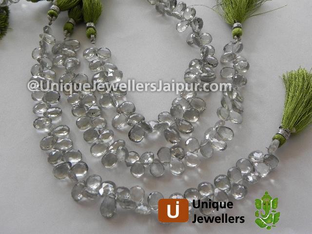 Green Apetite Quartz Faceted Pear Beads